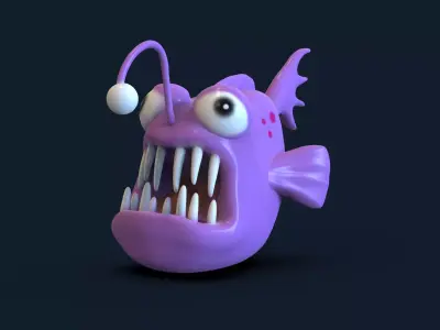 Evil Fish Toon Low-poly 3D model