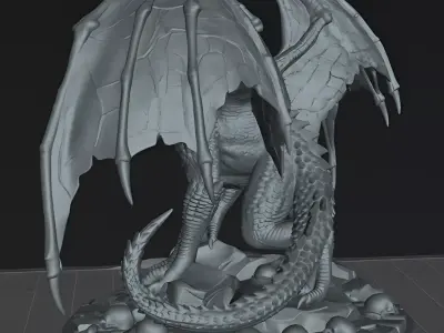 Dragon Wings of Ash  Dark Fantasy Dragon STL Miniature 3D print model