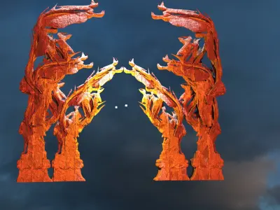 Dantes Inferno Great Dance pillars Kit bash 2 Low-poly 3D model
