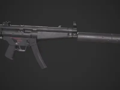 MP5 Submachine Gun Low-poly 3D model