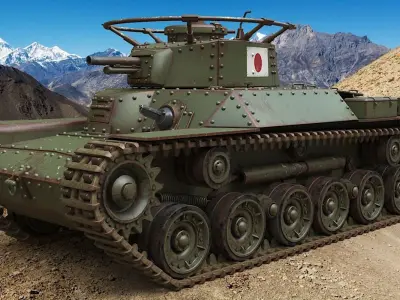 Tank Type 97 Chi Ha Green Japan Corona 3D model