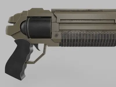 revolver gun Low-poly 3D model