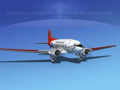 Douglas R-4D Dakota US Navy V3 3D model