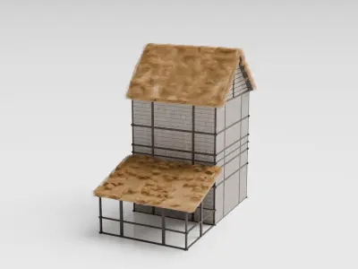 Medieval Woodworkers House Low-poly 3D model