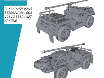 Pansarvaernspjaesterraengbil 9031 Volvo L3304 with cannon 3D print model