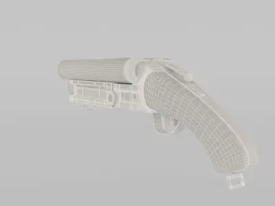 Triple Barrel Shotgun Low-poly 3D model