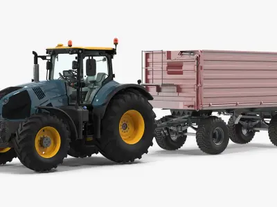 Tractor with Dump Trailer New 3D model