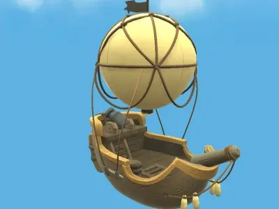 Balloon Boat Dark Low-poly 3D model