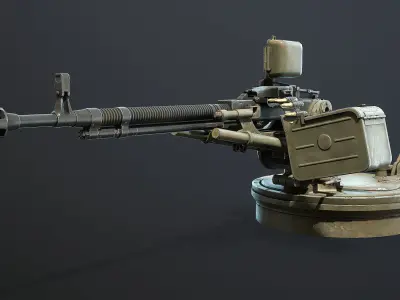 DShK Machine Gun Turret for ASU-85 Low-poly 3D model