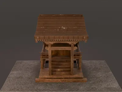 Japonese Small Temple Low-poly 3D model