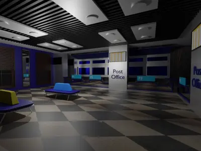 Post Office Interior Low-poly 3D model