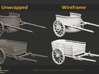 10 Chariot 3D Model With 4K Textures Low-poly 3D model