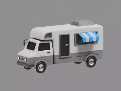 Caravan Cartoon Low-poly 3D model