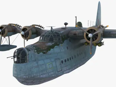Short S25 Sunderland - Flying Boat WW2 Low-poly 3D model