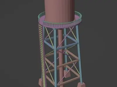Low Poly Water Tower Free low-poly 3D model