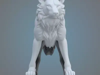 Fantasy Wolf Monument - 3D Printable Miniature Figure PM-43 3D print model