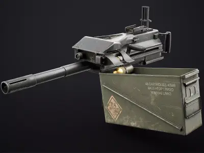 Mk 19 Grenade Launcher Game Ready Low-poly 3D model