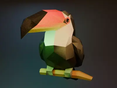 Stylized Toucan 3D Model Free low-poly 3D model