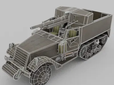 M3 GMC 75mm Halftrack Low-poly 3D model