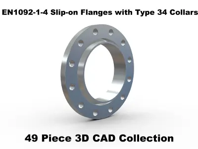 EN1092-1-4 Slip-on Flanges with Type 34 Collars 3D model