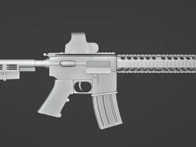 Detailed Modular AR-15 Assault Rifle Beige Edition Low-poly 3D model