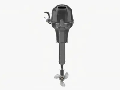 Outboard portable boat motor with tiller used 3D model