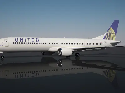United Airlines 737 MAX-10 Low-poly 3D model