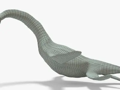 Elasmosaurus Rigged Basemesh Low-poly 3D model