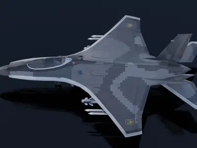 MIG-41 PAK DP concept fighter Low-poly 3D model