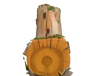 Stylized Mossy Wood Log Bench Low-poly 3D model