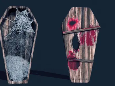 Coffin taiwanese wood carving Low-poly 3D model