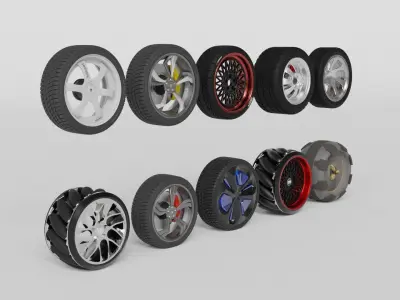 A Collection of car wheels 3D Model 3D model