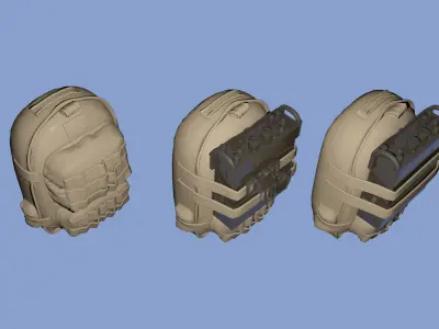 Military backpacks with radio 3D print model
