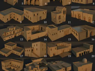 36 Mardin Old Houses Set Buildings 3D model Low-poly 3D model