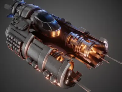 Highpoly Spaceship with flames 3D model