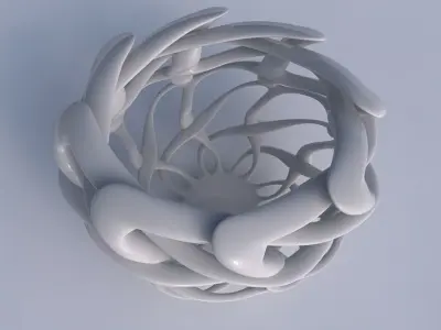 Bowl cylindrical with interlacing lattice twisted and squeezed 2 3D model