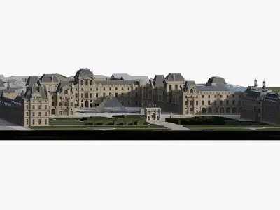 Louvre museum with interior 3D model