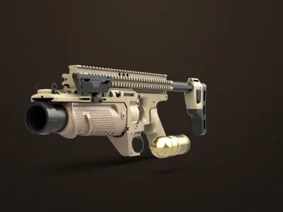 Grenade Launcher 05 Brown All PBR Unity UE Textures Low-poly 3D model