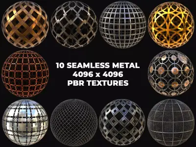 10 Seamless Metal Grids and Grates PBR Materials - Set 3 Texture