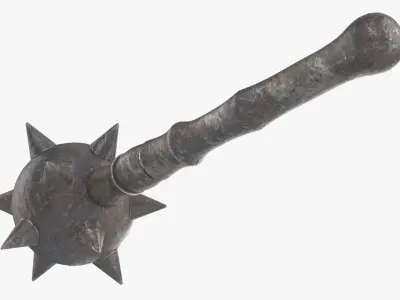 Spiked ball mace medieval 3D model