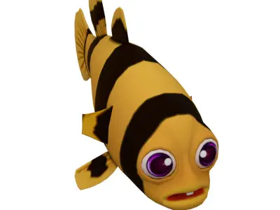 Bumblebee Goby Fish Cartoon Animated Low-poly 3D model