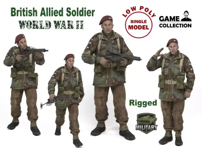 British Allied Soldier 2 Low-poly 3D model