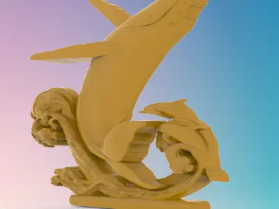Whales and Dolphins 3D MODEL STL FILE FOR CNC ROUTER 3D print model