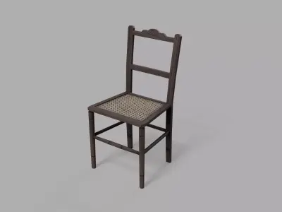 wooden chair 17th cenury Low-poly 3D model