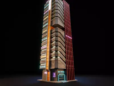 SCIFI CYBERPUNK FUTURISTIC NEON SKYSCRAPER 03 Low-poly 3D model
