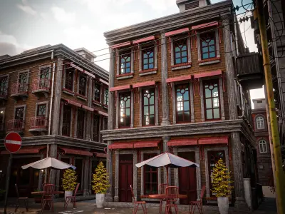 URBAN BUILDING OLD HORROR 9 Low-poly 3D model