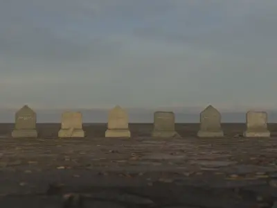 Hand Sculpted cemetery gravestones part 12 Low-poly 3D model