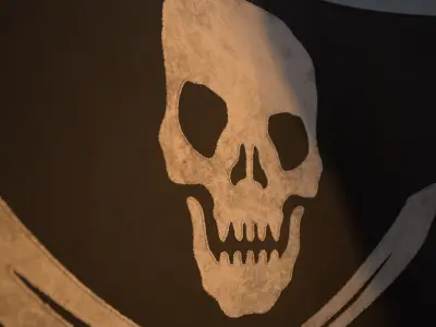 Animated Pirate Black Flag Low-poly 3D model