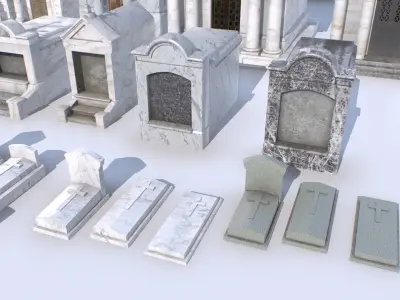 Mausoleums Tombs and Graves pack 1 Low-poly 3D model