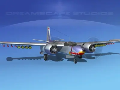 Douglas A-26K Invader Indonesia 3D model